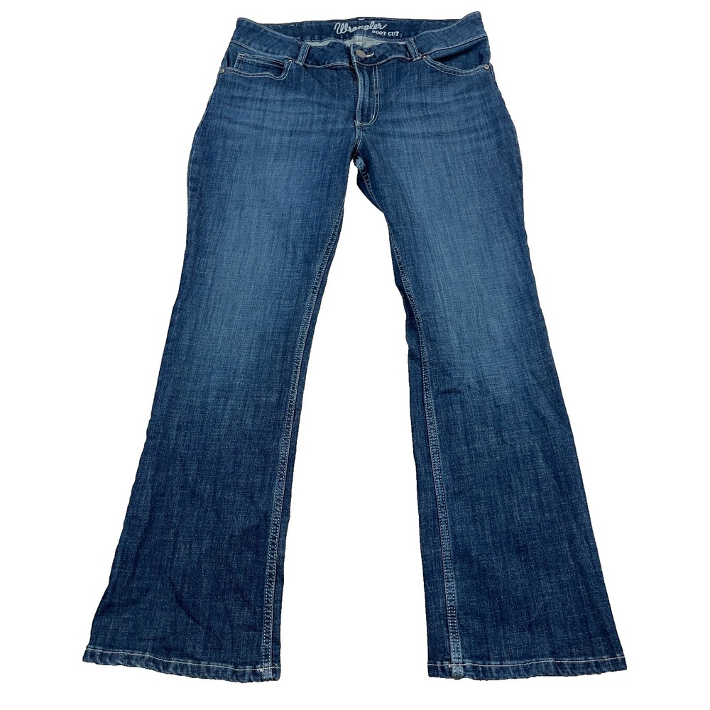 Wrangler Jeans Women 13 x 32 Mid Rise Boot Cut Dark Wash Western Faded 1009MWZ